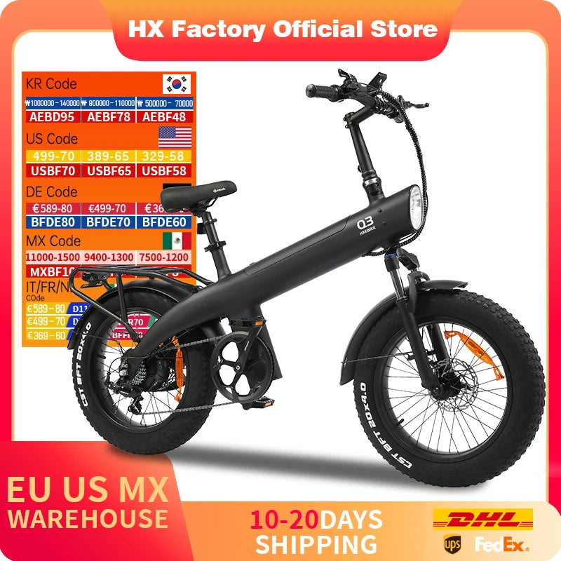 HX Q3 2000W Electric Bike 48V 20Ah Fat Tire OffRoad
