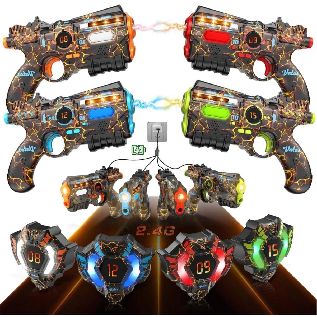 VATOS Infrared Rechargeable Laser Tag Battle Gun Set For Kids