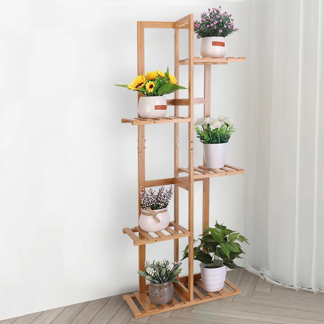 Wisfor Bamboo Tiered Plant Stand Corner Flower Display Rack