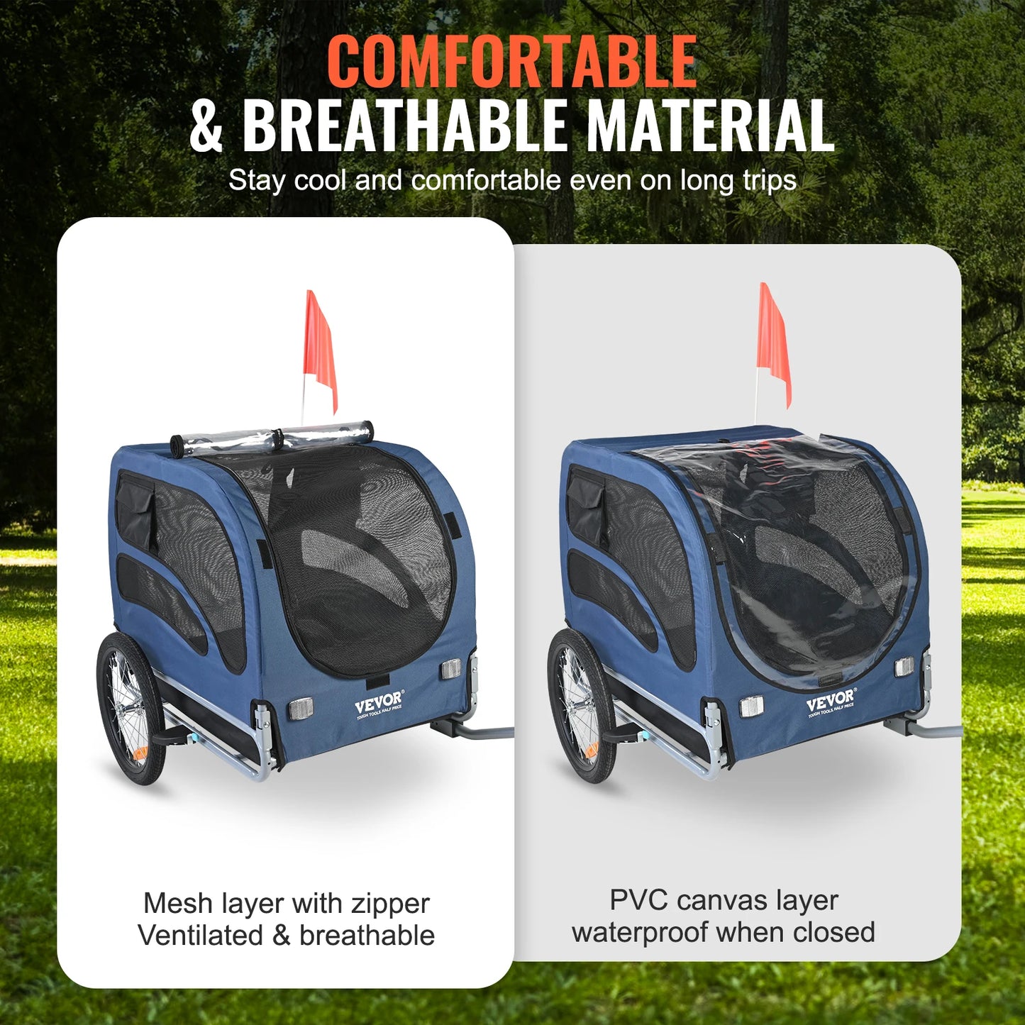 Pet Cart Bicycle Carrier Dog Trailer With Coupler Reflectors Flag 100 Lbs