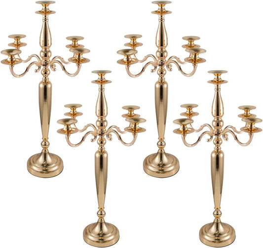 VINCIGANT 4 Piece 5 Arm Candelabra Candle Holder Table Centerpiece