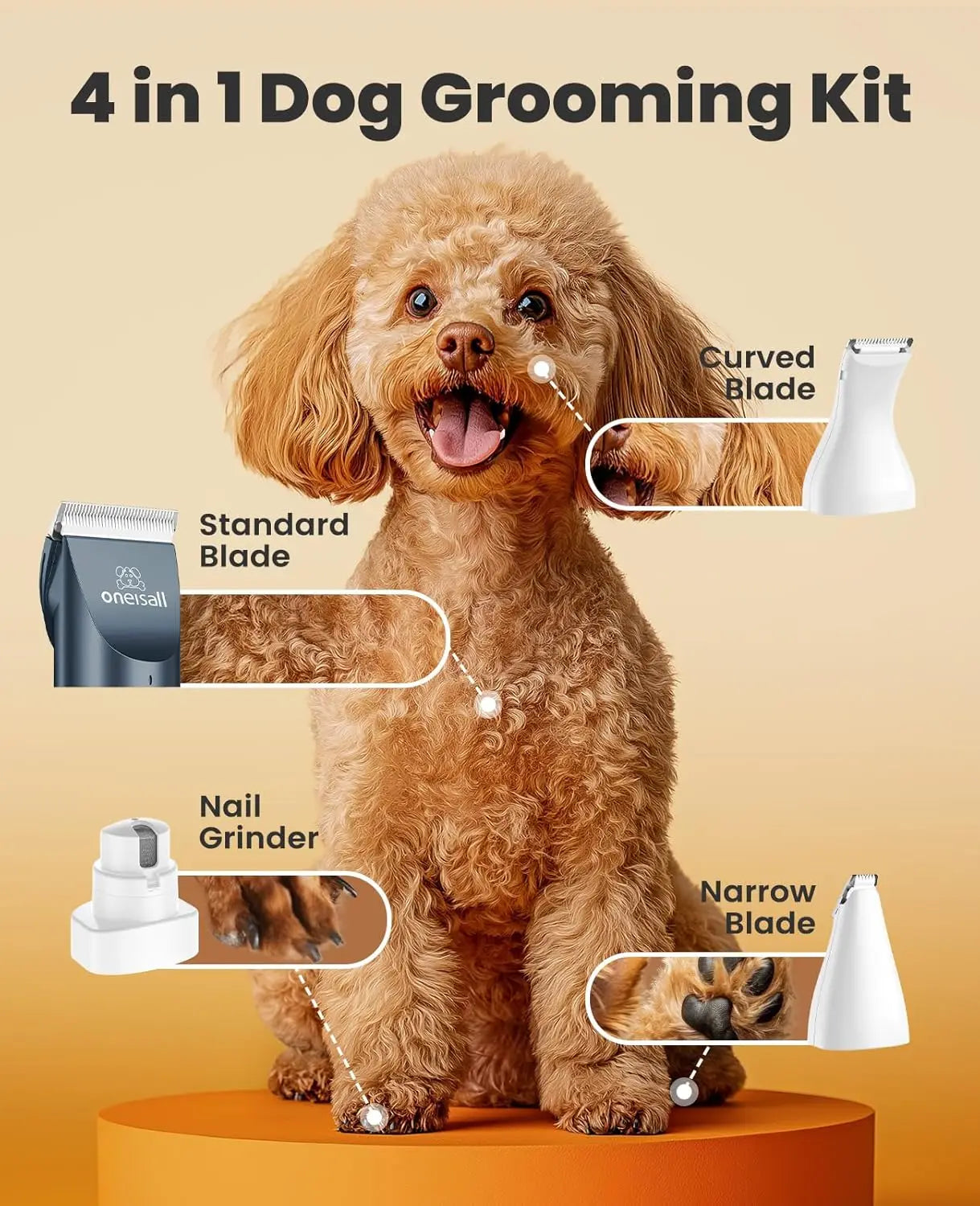 2 In 1 Low Noise Cordless Pet Grooming Clipper Kit