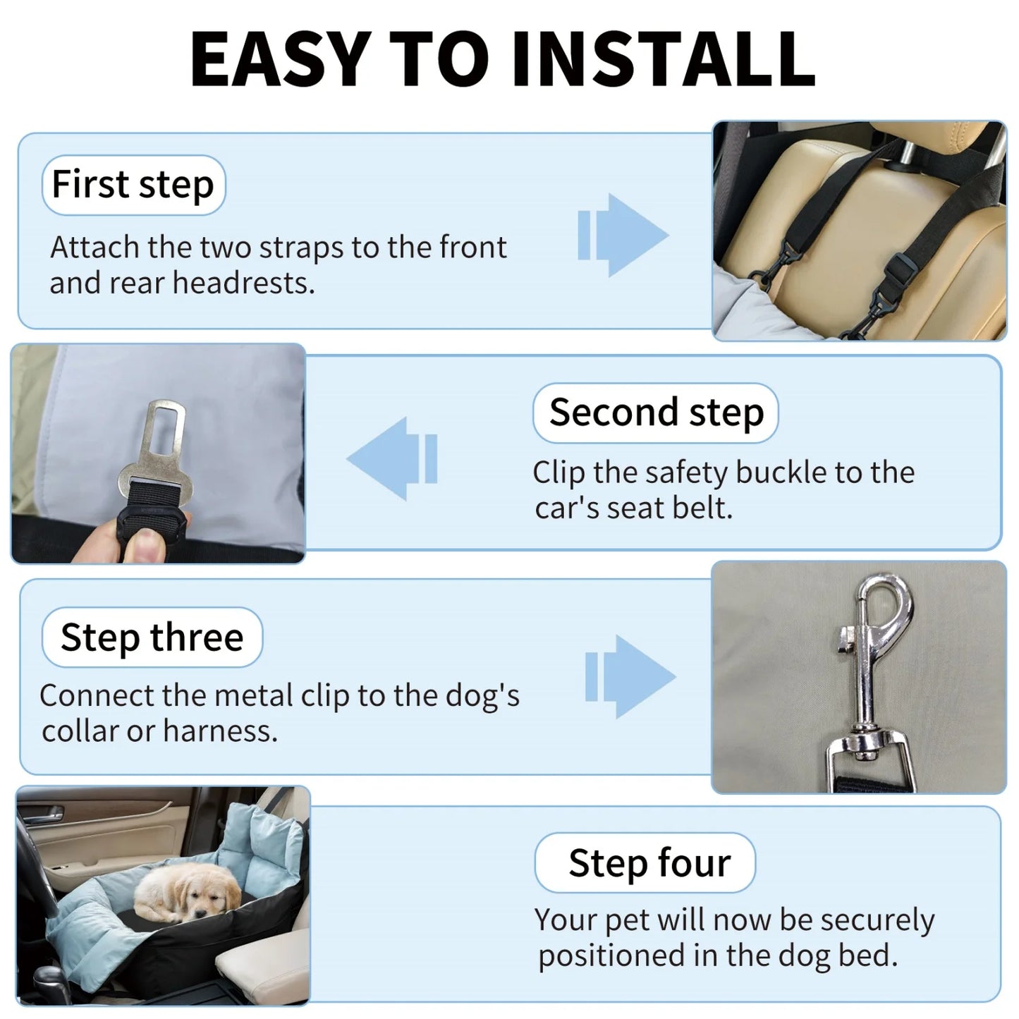 BINGOPAW Dog Car Seat For Dogs Booster With Safety Belt