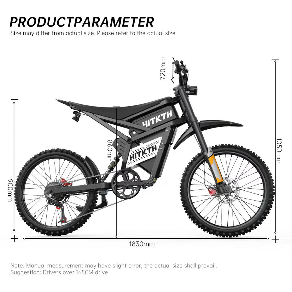 Electric Mountain Bike With Dual Battery 2900W Peak