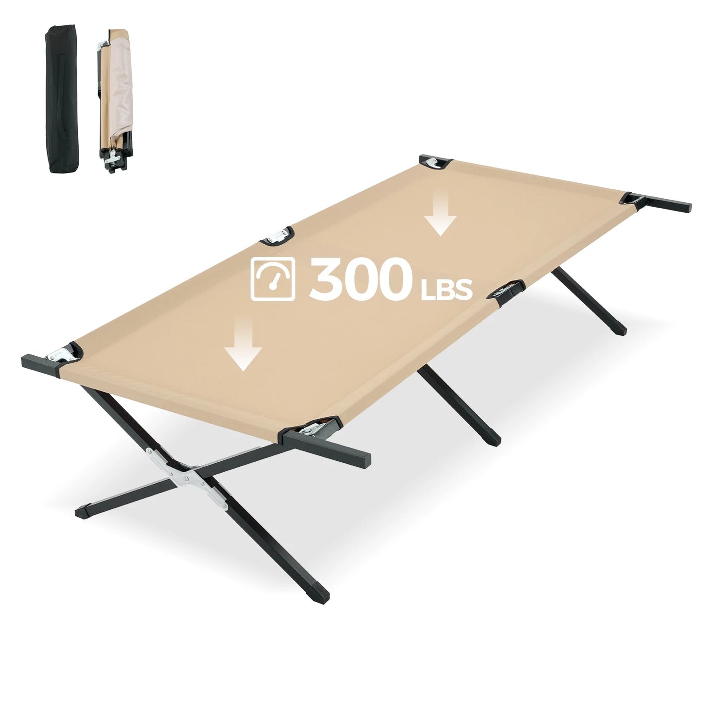 JHK Portable Folding Camping Cot With Sturdy Steel Frame