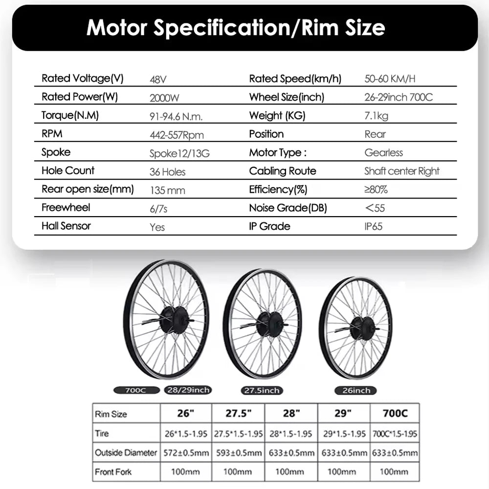 SMATEIGHT 48V 2000W E Bike Conversion Kit with Battery