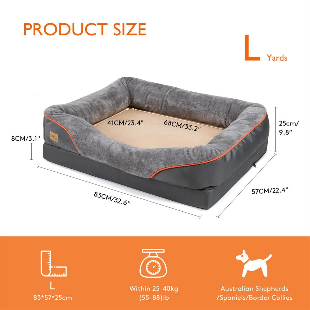 Borwart Orthopedic Memory Foam Dog Bed With Removable Cover