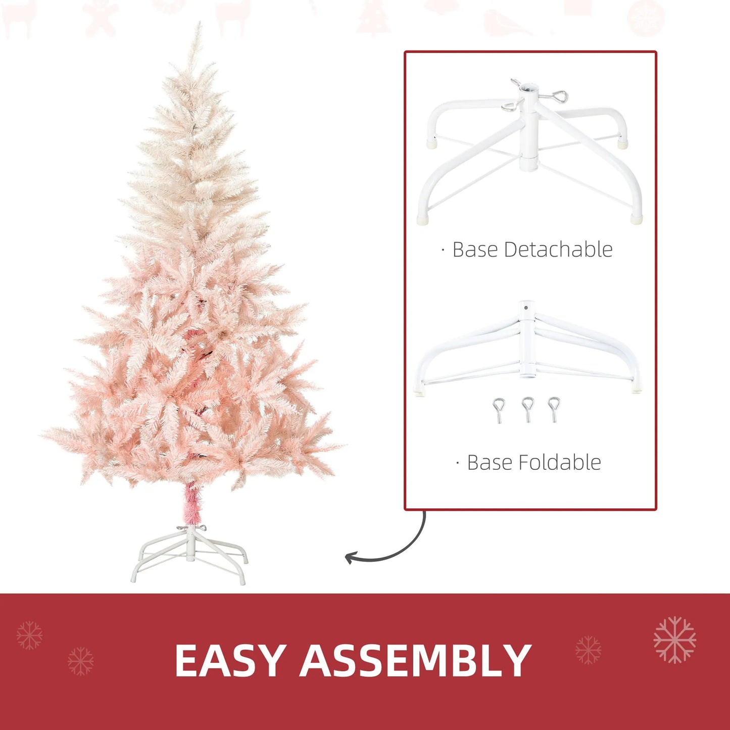 7ft Unlit Spruce Artificial Christmas Tree with Realistic Branches and 1000 Tips, Pink