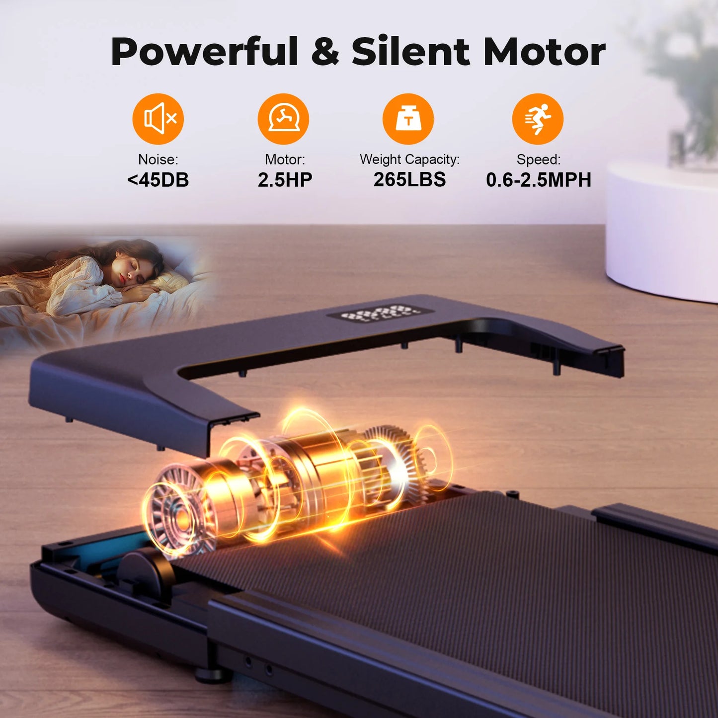 Superun Walking Pad Under Desk Treadmill 2.5HP With Remote Display