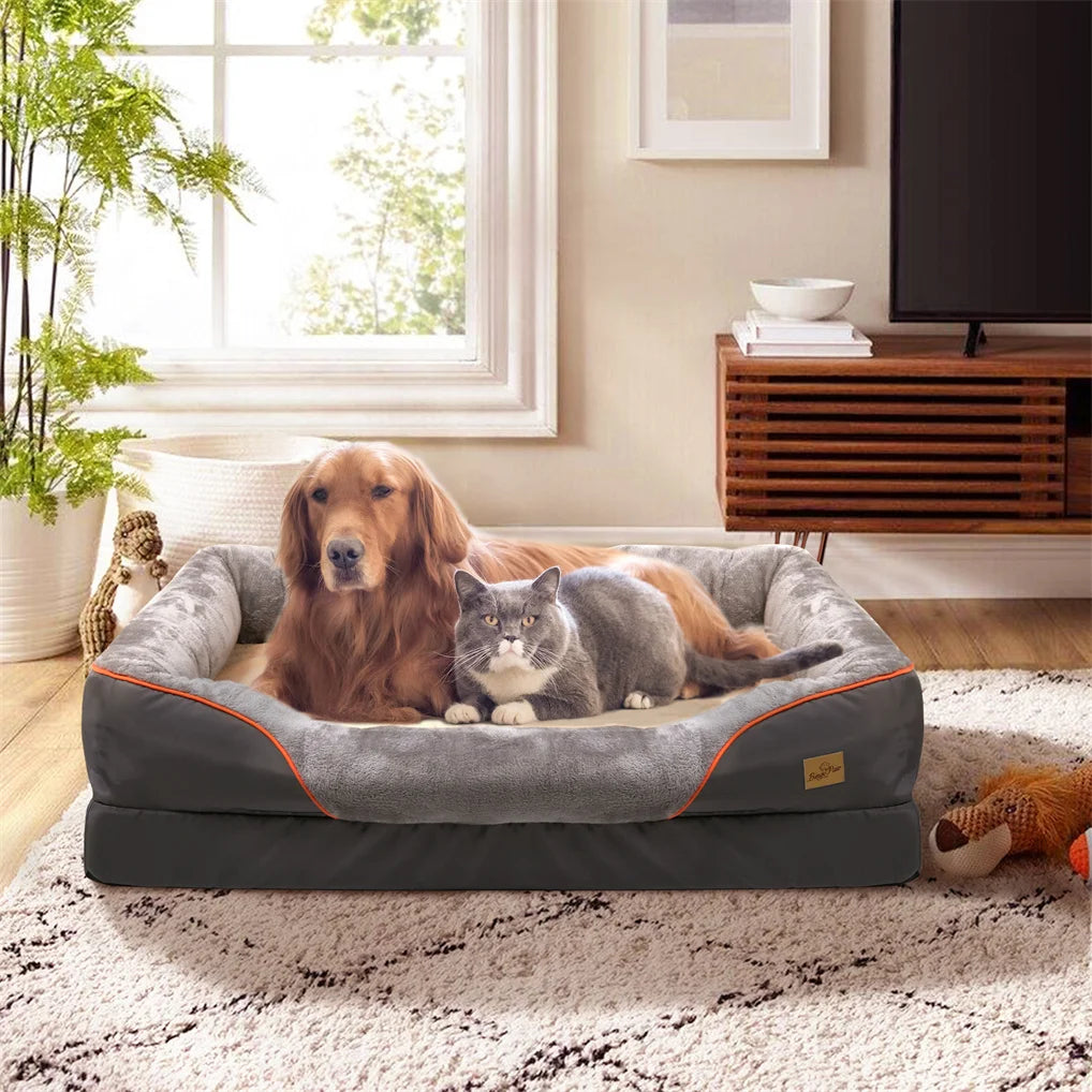 Borwart Orthopedic Memory Foam Dog Bed With Removable Cover