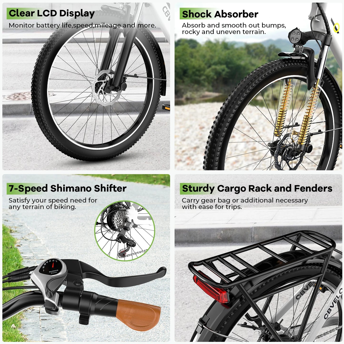 CYBERVELO EK2 Electric City Ebike With 1000W Peak Motor
