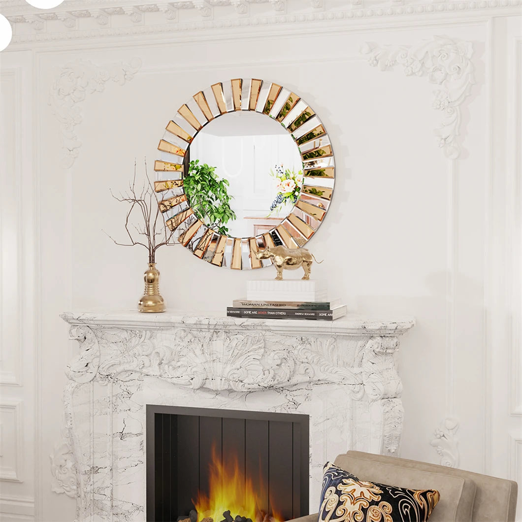 BORWAR Round Wall Mirror Decor for Hallway and Bathroom