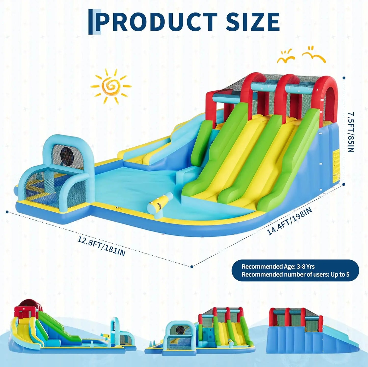 HiMISS Inflatable Bounce House Oxford Fabric Bouncy Castle With Blower