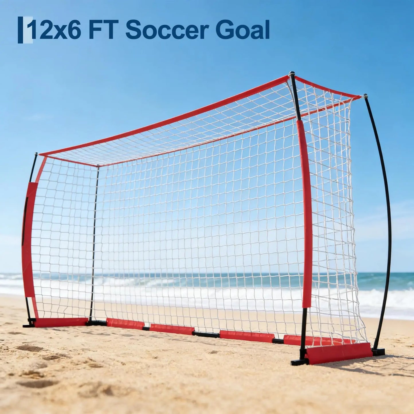 Himiss 12x6ft Heavy Duty Foldable Portable Soccer Goal Net