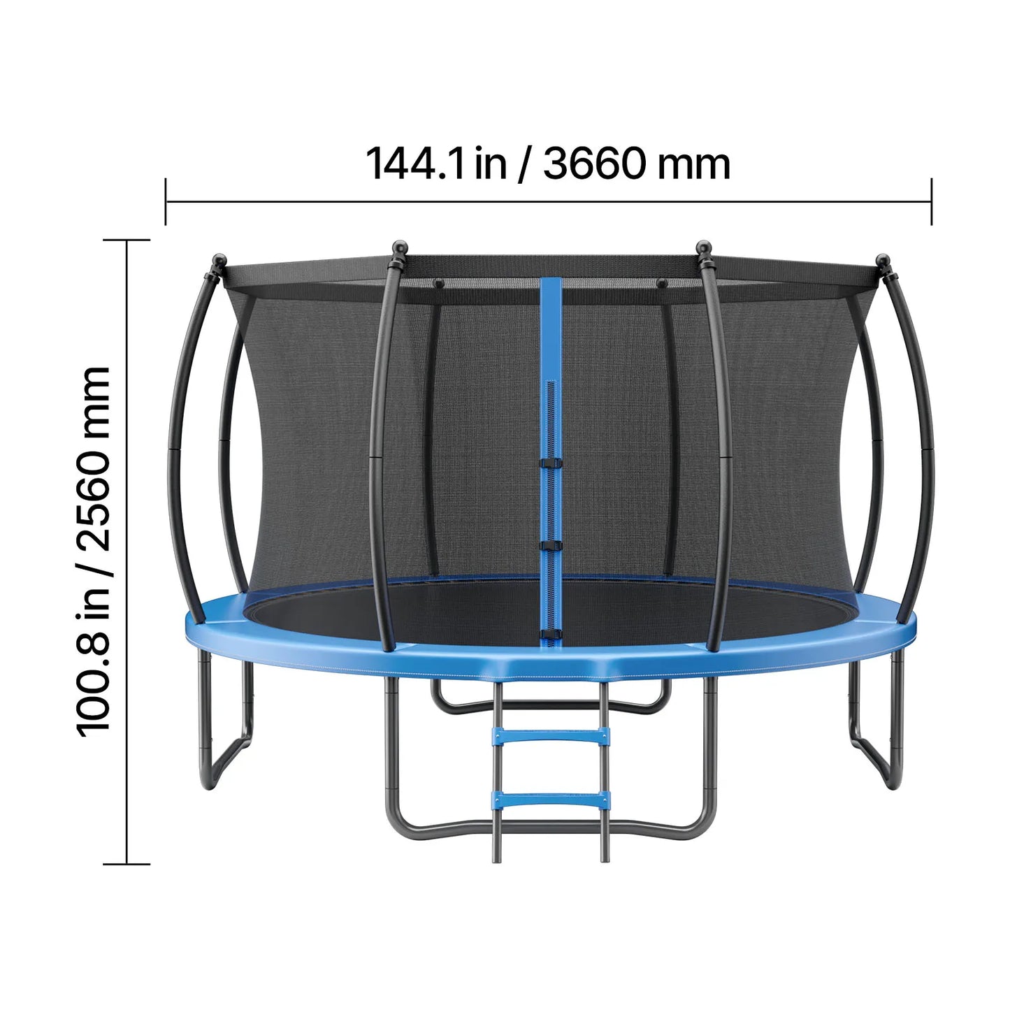 SucceBuy Outdoor Trampoline 8/10/12/14FT ASTM Approved with Enclosure Net & Thickened Pad Max 265/400/450 lbs for Kids & Adults