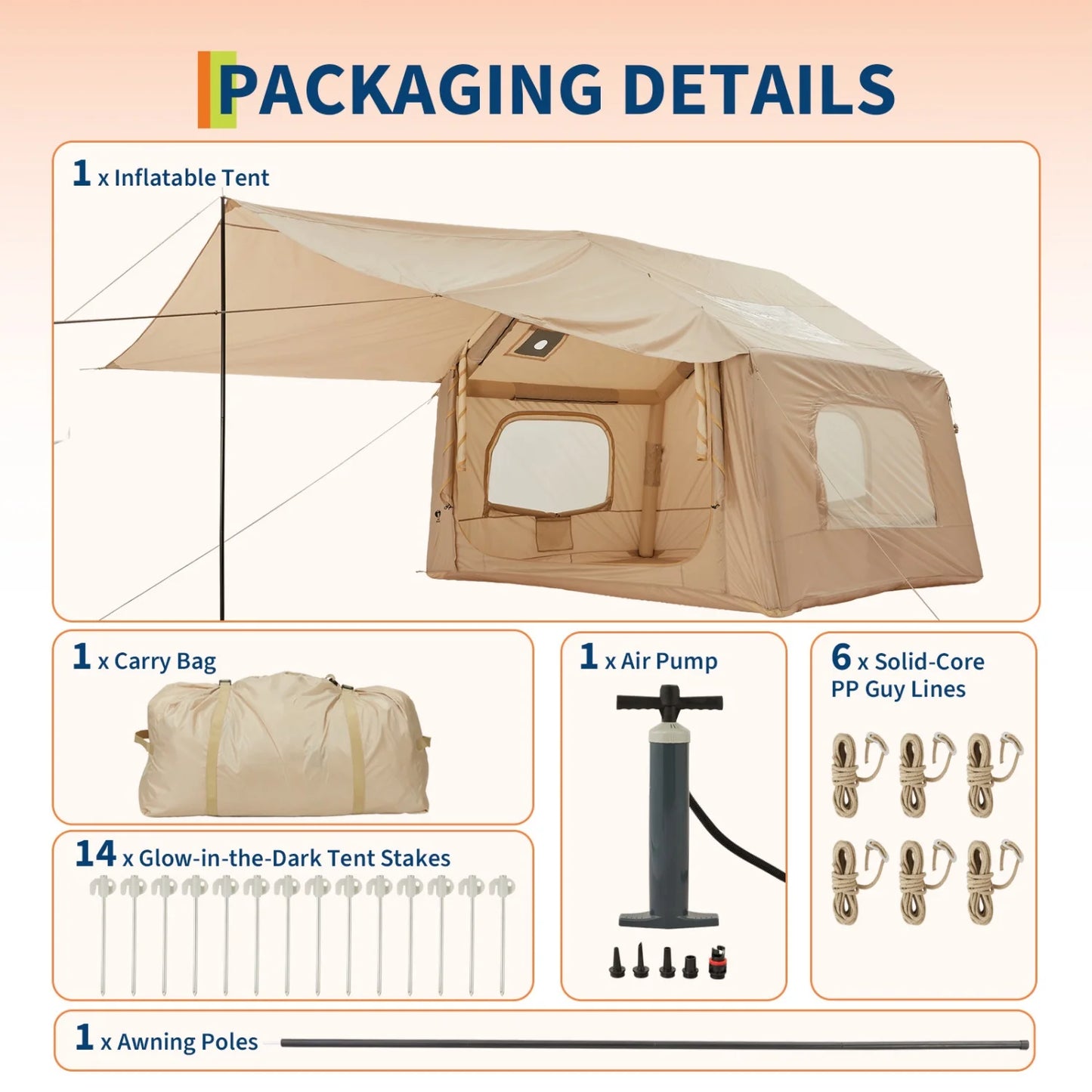 Himiss 6 Person Quick Setup Inflatable Camping Tent