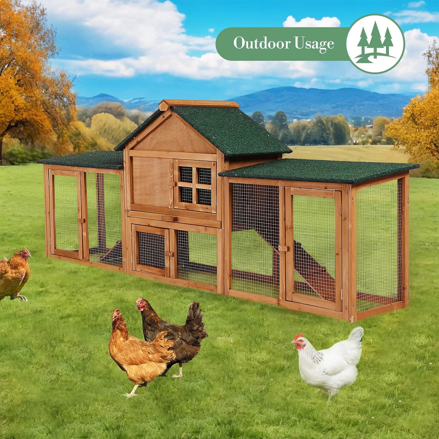 DishyKooker Two Story Wooden Rabbit Hutch With Double Runs