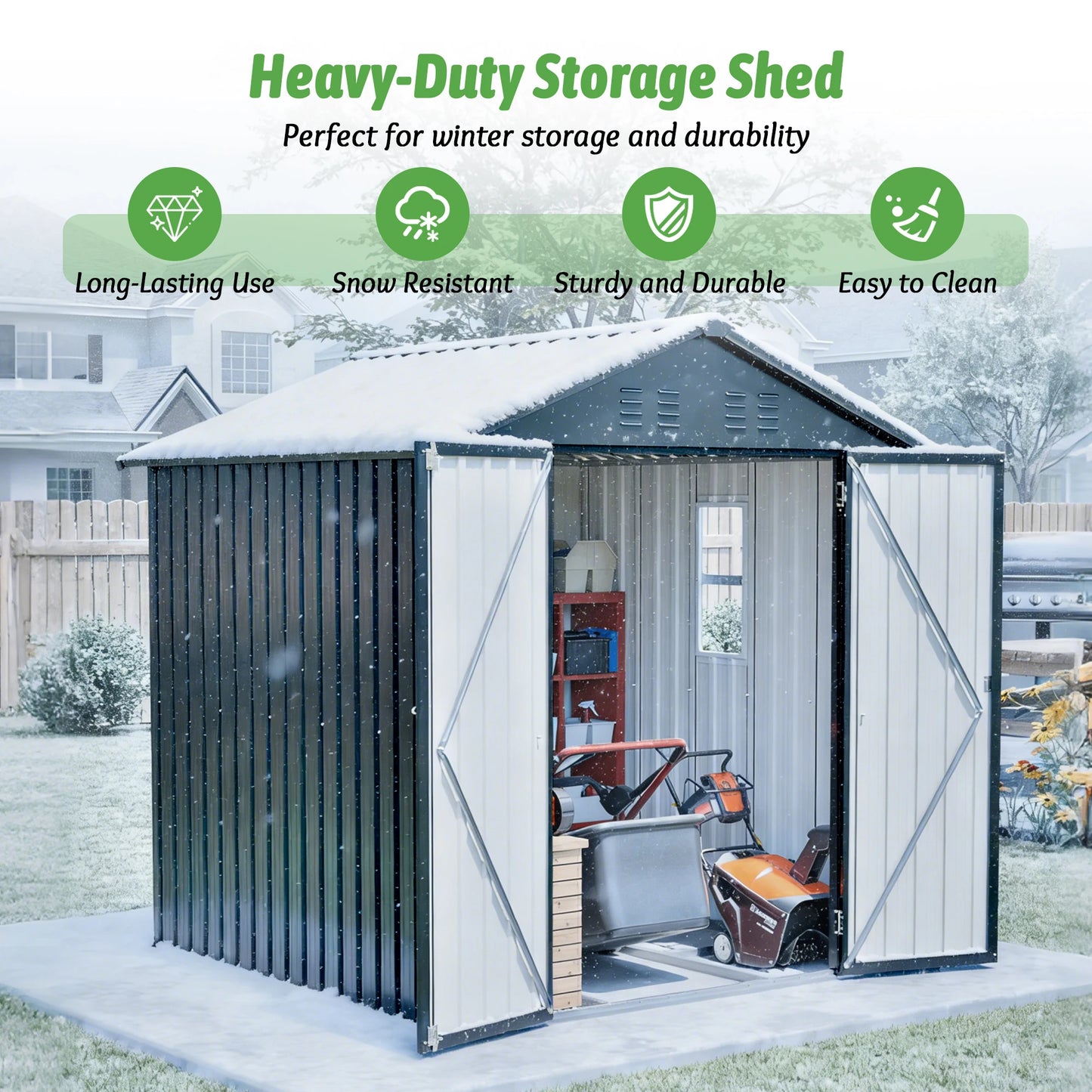 Gihauvia Metal Outdoor Utility Storage Shed With Secure Lockable Doors