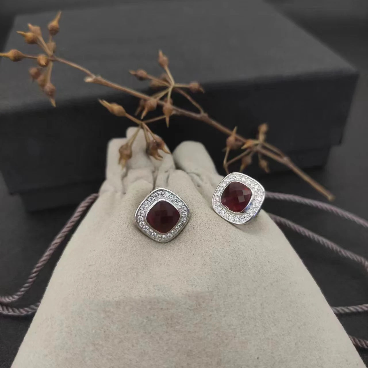 Sterling Silver Zircon Necklace And Earrings Set For Unisex