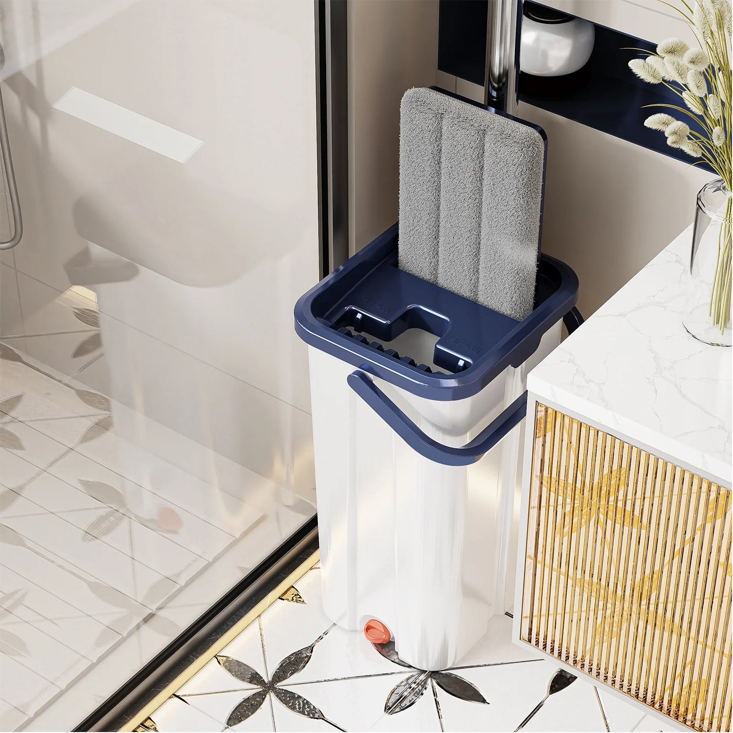 Floor Cleaning Mop With Separate Clean And Dirty Water Bucket