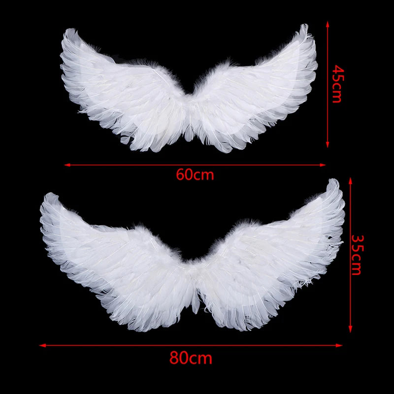 1Pc Kids Adult Party Swallow White Angel Feather Wings Wands Cosplay Elastic Straps Wedding Birthday Halloween Christmas