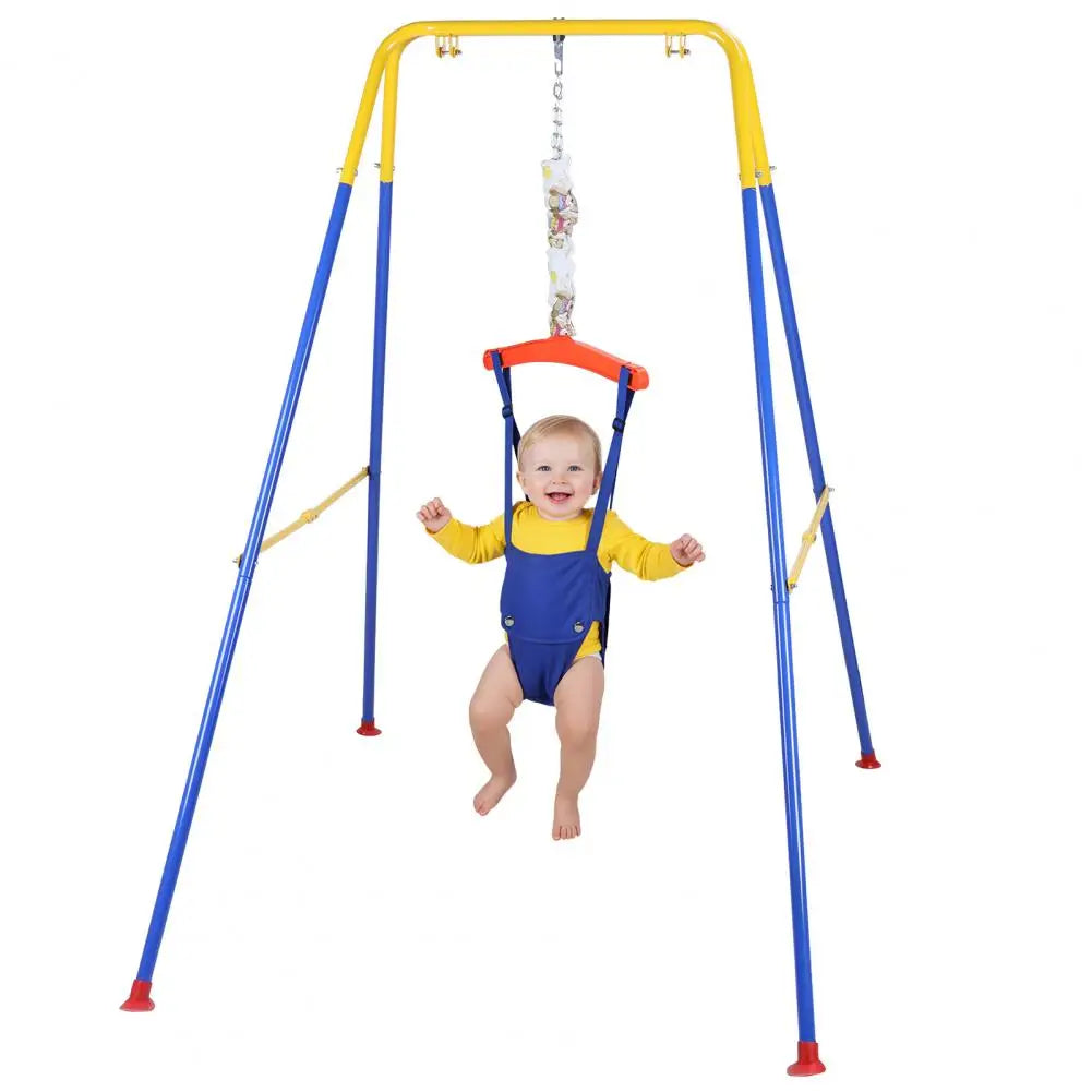 Baby Jumper with Stand,Indoor/Outdoor Toddler Swing Set with Adjustable Chain,2 in 1 Baby Jumper and for Boys Girls 6-24 Months