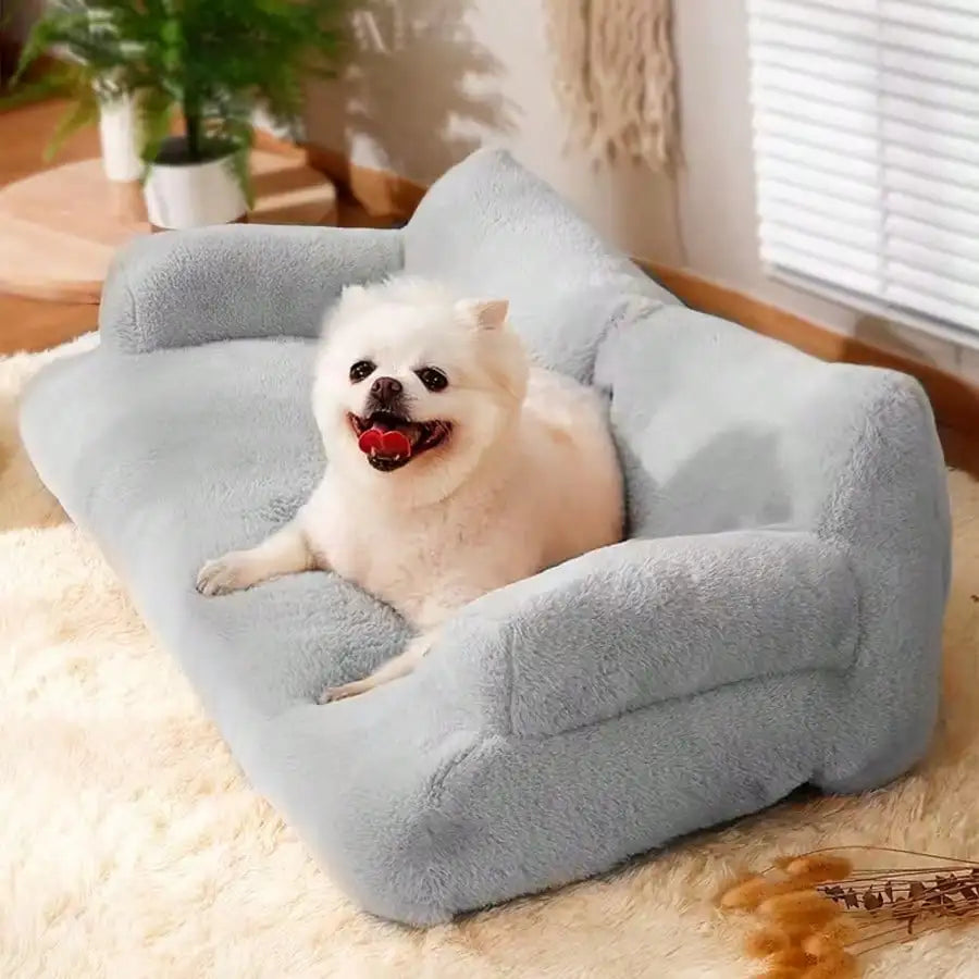 XMSJ Cozy Plush Dog Sofa Bed With Raised Edge Washable