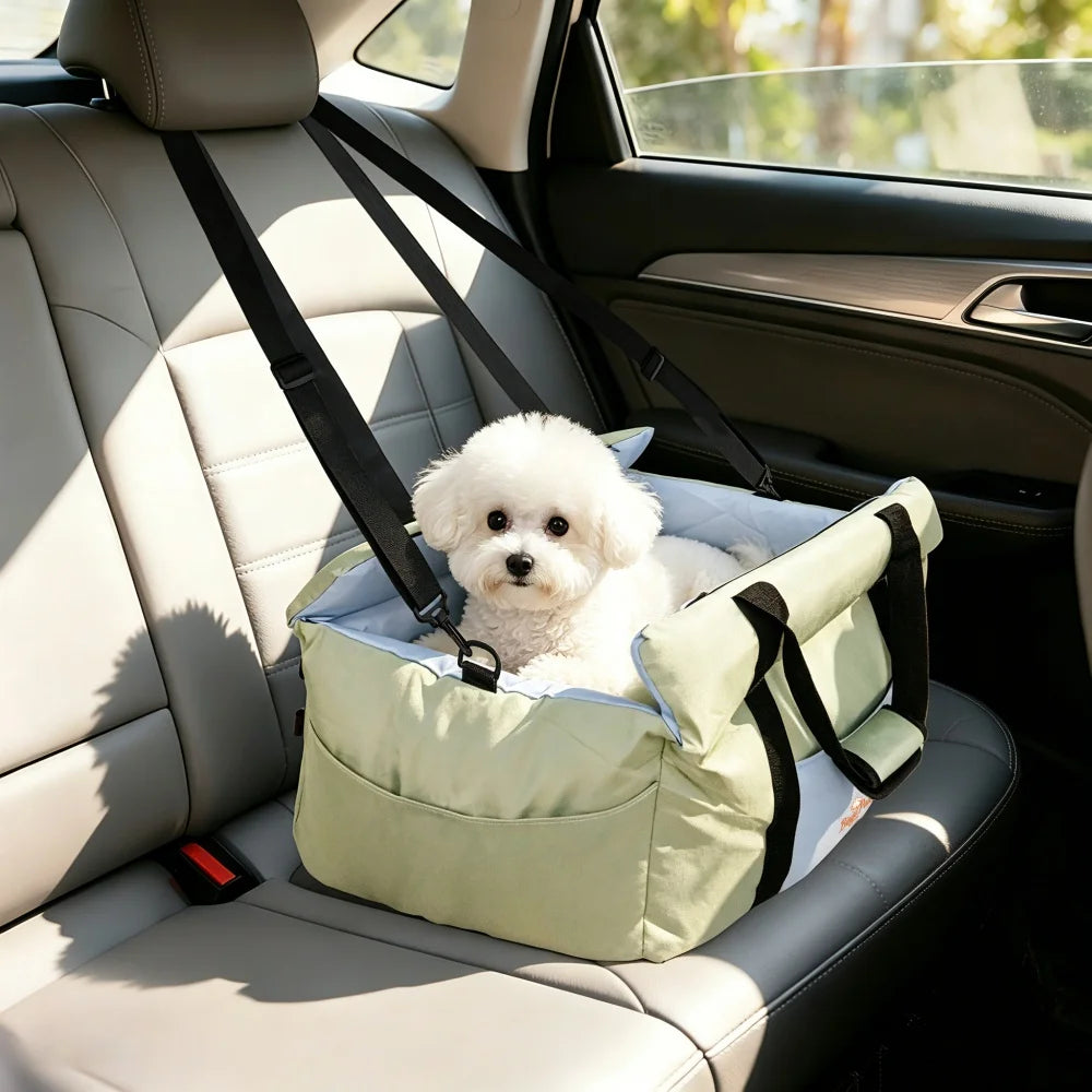 Borwart Portable Dog Car Seat With Safety Belt And Storage