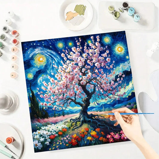 Van Gogh Style Landscape Paint By Numbers For Adult Tree Diy Art Craft Kit HandPainted On Canvas Valentines Gift Home Decor
