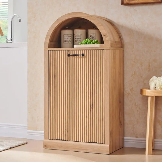 Arched Tilt Out Trash Can Cabinet With Fluted Door