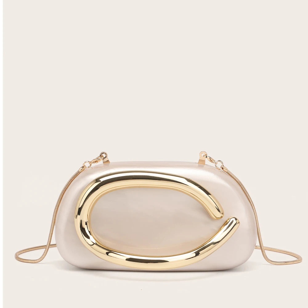 YYW Box Bag Metal Details Crossbody Evening Handbag