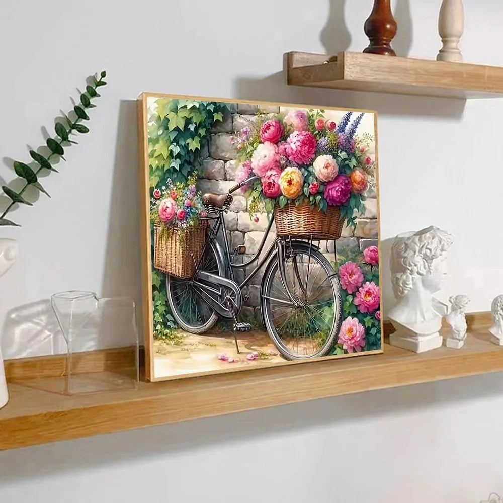 Diy Art Craft Kit Flower Bicycle Picture Paint By Numbers For Adult HandPainted On Canvas Valentines Gift Home Decor