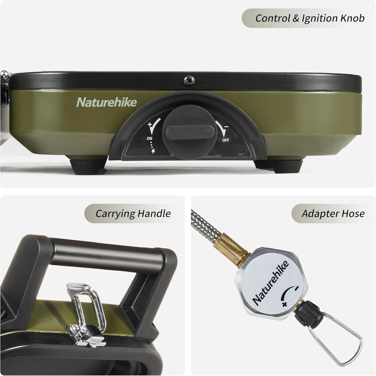 Naturehike Camping Stove 2 Burner Portable High Firepower Folding Camping Gas Burner with Griddle Outdoor Picnic Cooking Set Gas Stove