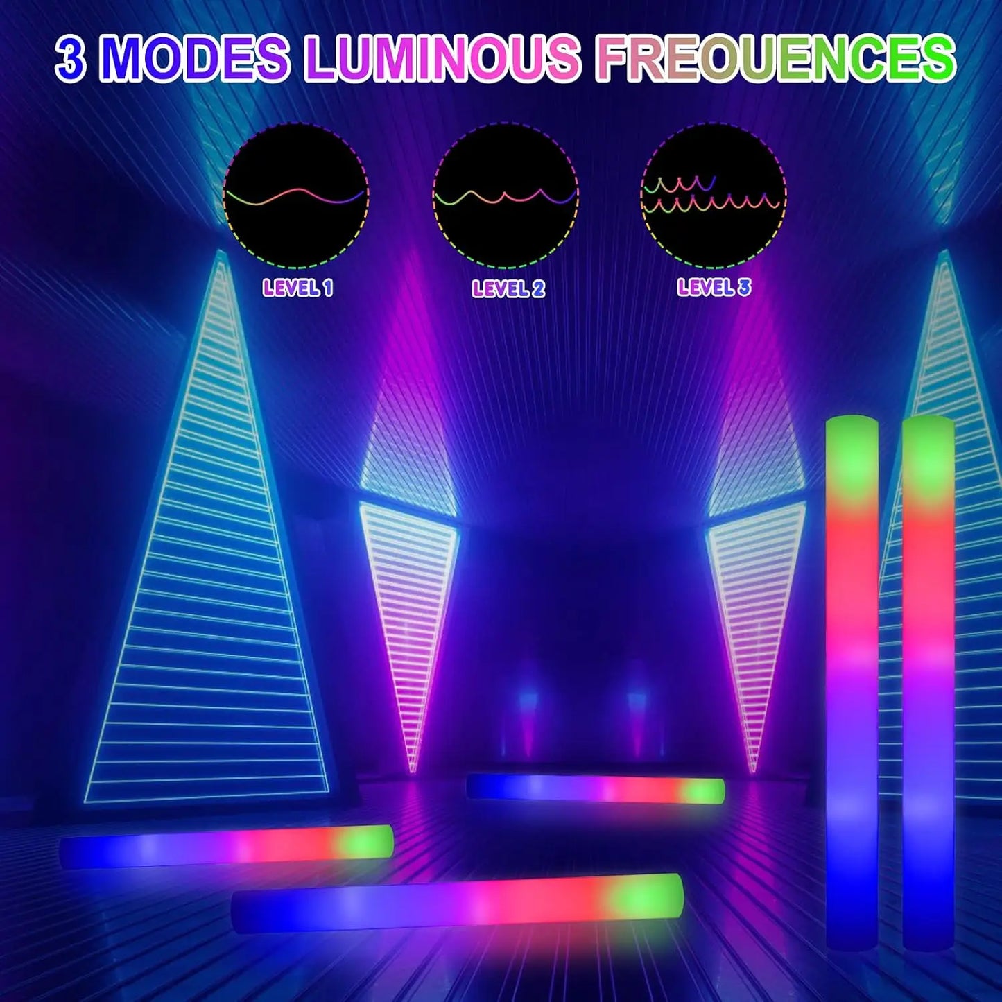 110pcs LED Foam Glow Sticks Glow Party Supply with 3 Modes Falshing Stick for Wedding for Birthday Concert Halloween Christmas