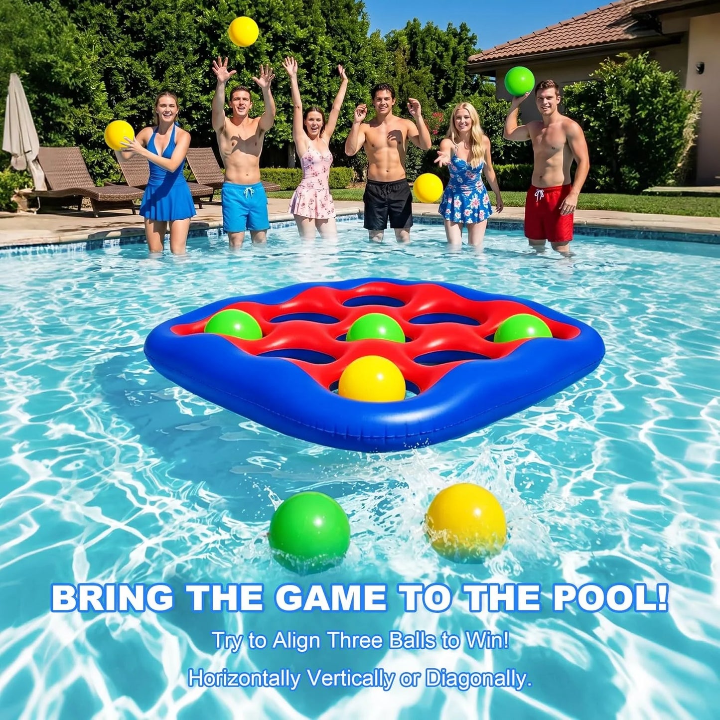 Tic Tac Toe Inflatable Pool Game Set for 2-10 Players