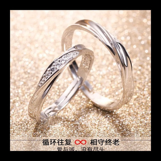 Love River Couple Ring, A Pair of Sterling Silver Men's and Women's Rings, Personalized Original Niche Design, Gift for Girlfrie