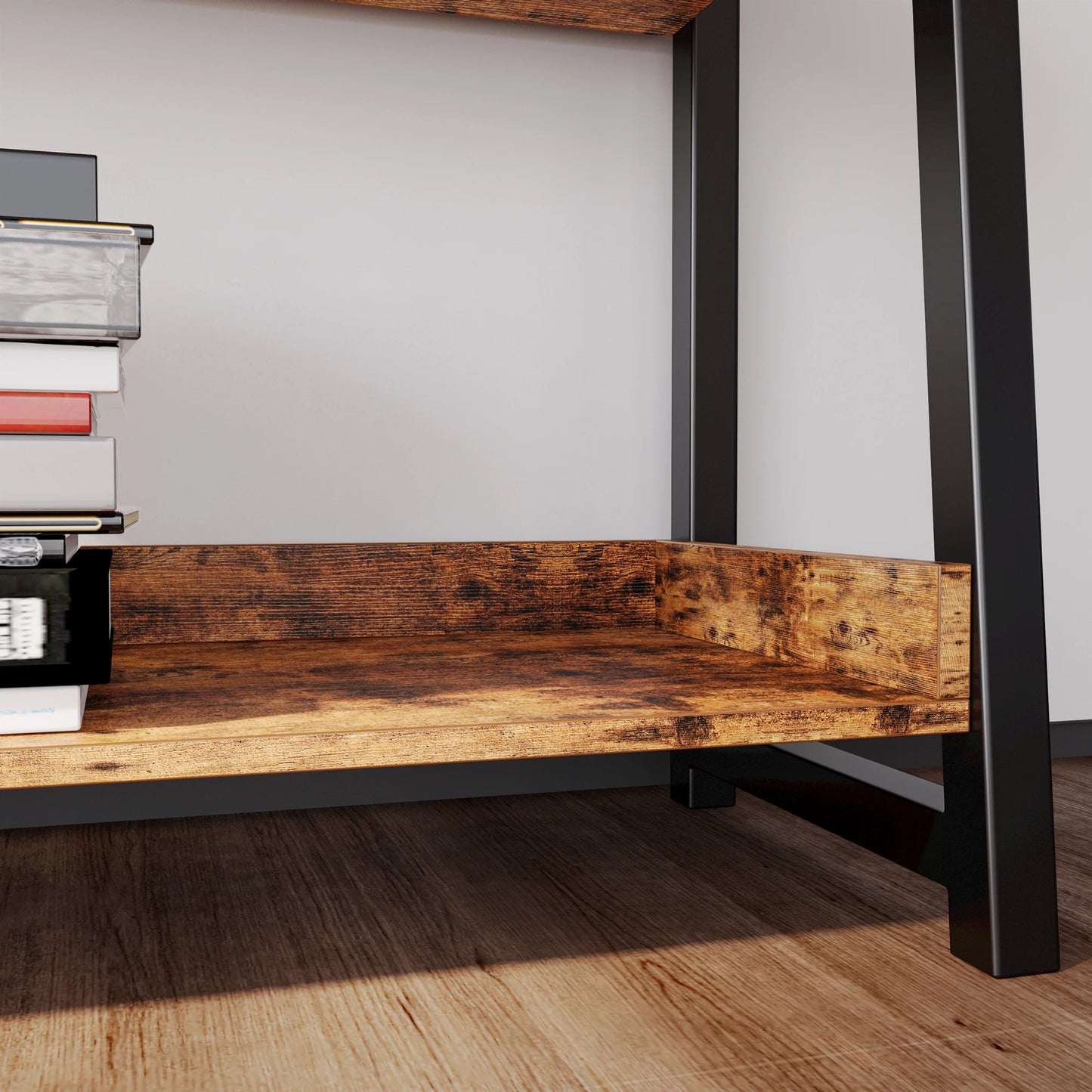 Ironck Industrial 5 Tier Bookshelf Ladder Shelf Metal Frame