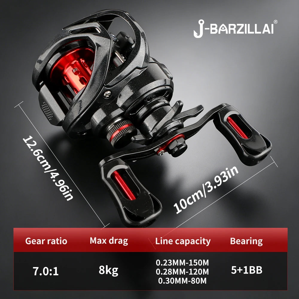 ROOBLINOS PL Ultra-Light Baitcasting Reel, Compact Low Profile Baitcaster, 7.0:1 Gear Ratio, Palm Fit, Magnetic Brake Fishing Reel for Creeks, Ponds, Light Lures & Finesse Bass