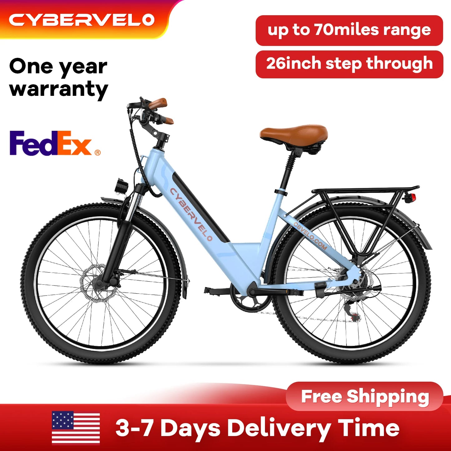 CYBERVELO EK2 Electric City Ebike With 1000W Peak Motor
