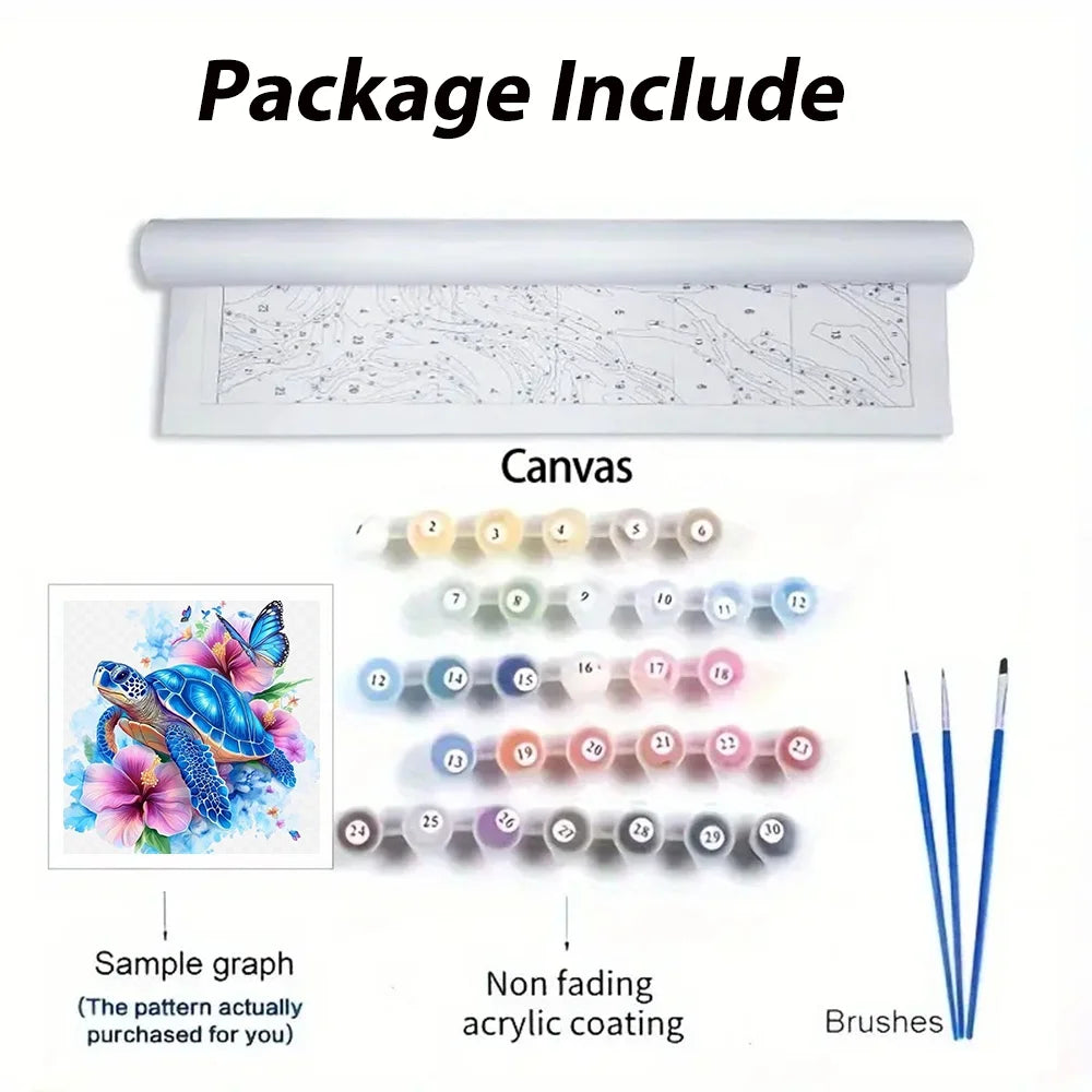 Sea Animal Paint By Numbers For Adult Diy Art Flower Turtle Craft Kit HandPainted On Canvas Valentines Gift Home Decor