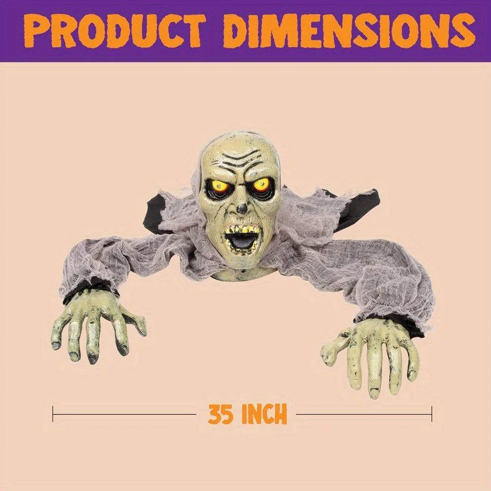 Halloween Decor Groundbreaker Zombie with Sound and Flashing Eyes for Halloween Yard Garden Outdoor Indoor Decorations, Photobooth Props