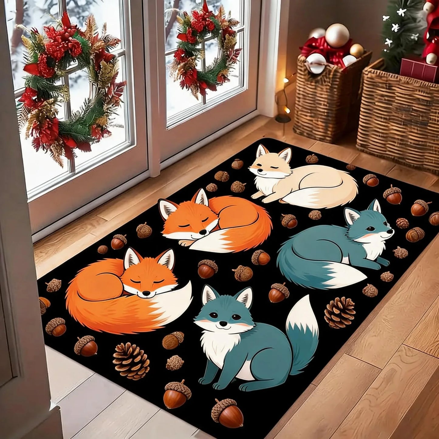 1pc Autumn Harvest Pumpkin And Leaf Pattern Doormat - a Vibrant Fall Decoration Featuring Orange, Yellow, And Pumpkins, Made of Machine-Washable Polyester Material, Perfect for Thanksgiving And Christmas Family Entryway Welco
