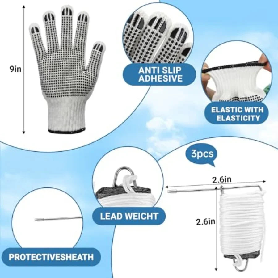 Crabbing dock pier kit: foldable 24-inch two-ring hoop net traps with rope, bait bag, clip, ruler, buoy, line, wire meshdurable