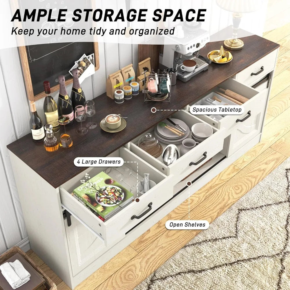 Guangbai Modern Farmhouse Sideboard Buffet With Storage Sliding Doors