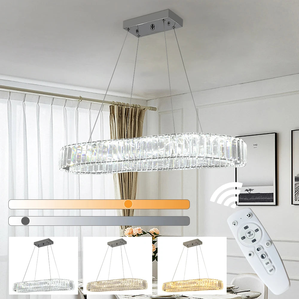VETRULUS Modern Luxury Crystal Oval LED Chandelier Ceiling Lamp