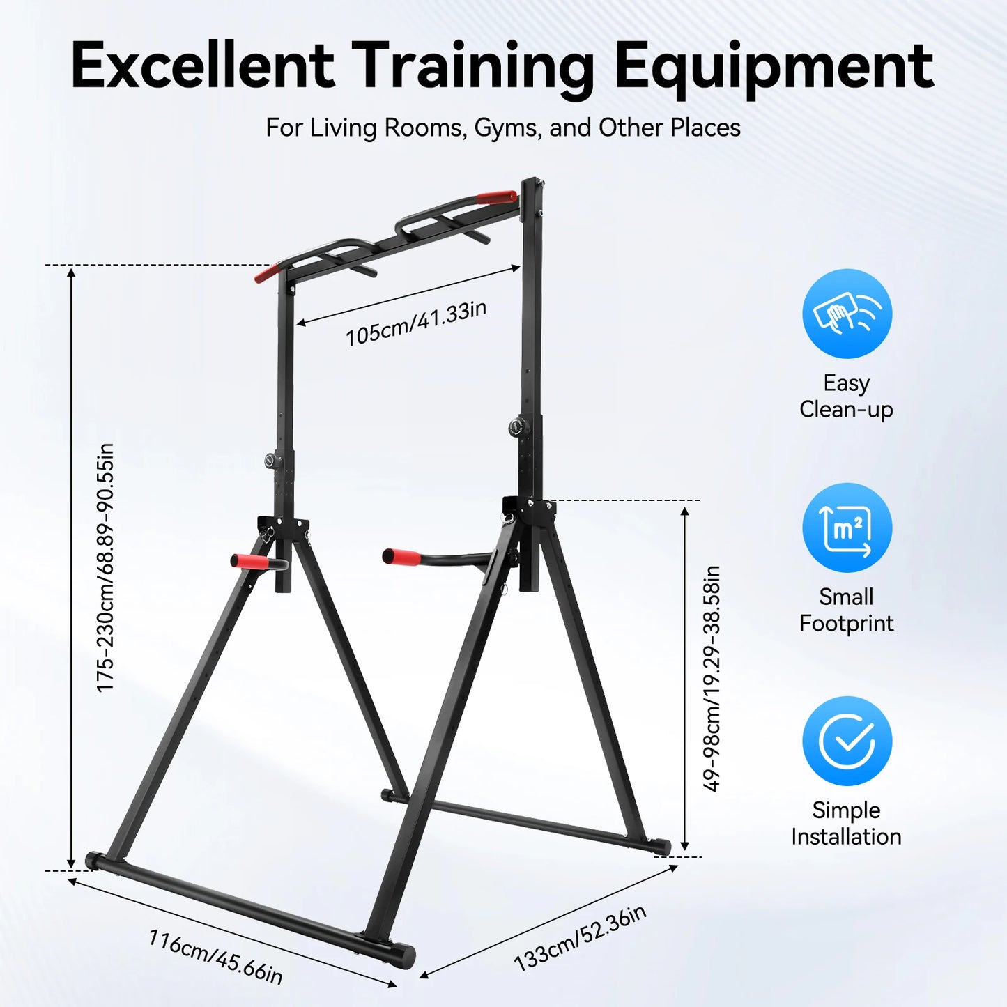 Heavy Duty Adjustable Pull Up Bar Station Foldable Frame