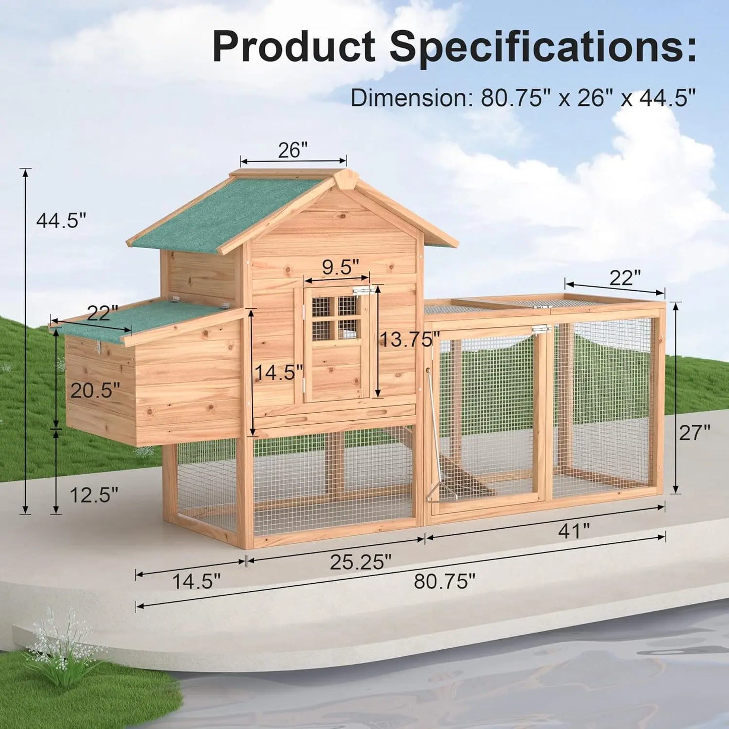Outdoor Chicken Coop For 2-4 Chickens Wooden Hen House Hutch