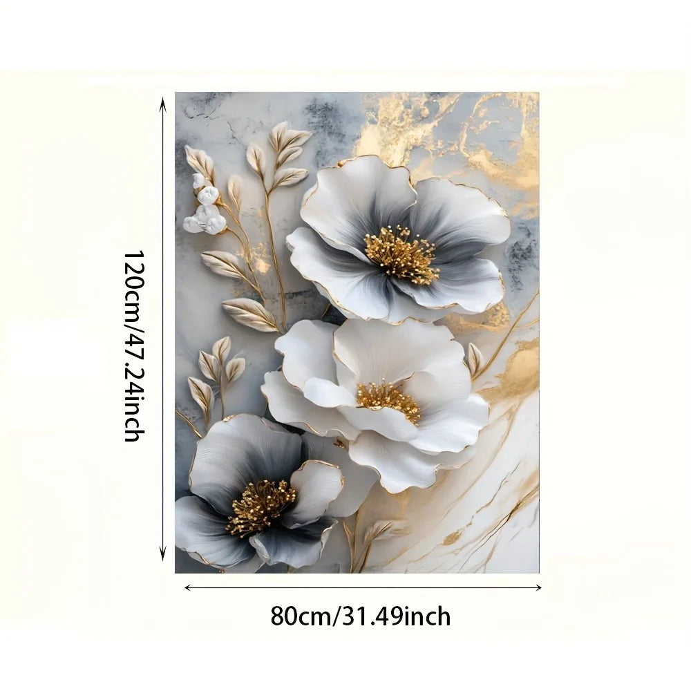 Luxurious Floral Canvas Mural Framed 3D Painting For Living Room