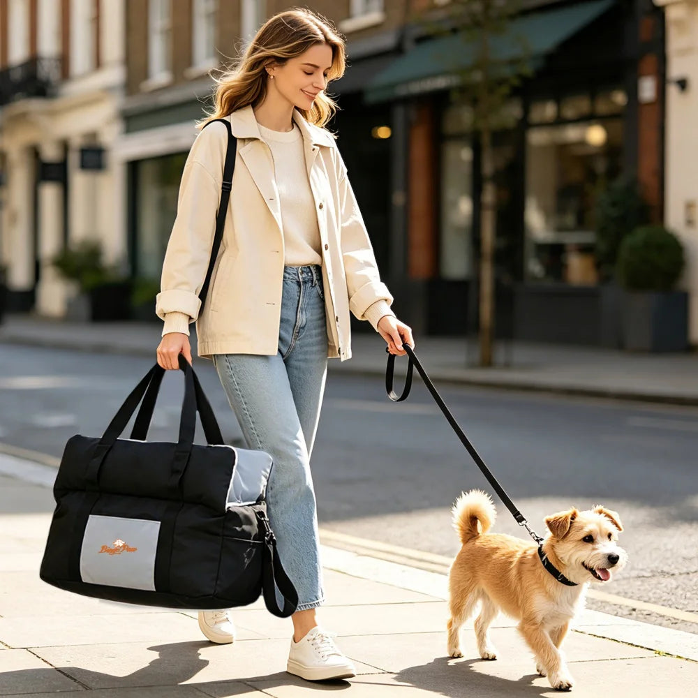 Borwart Portable Dog Car Seat With Safety Belt And Storage