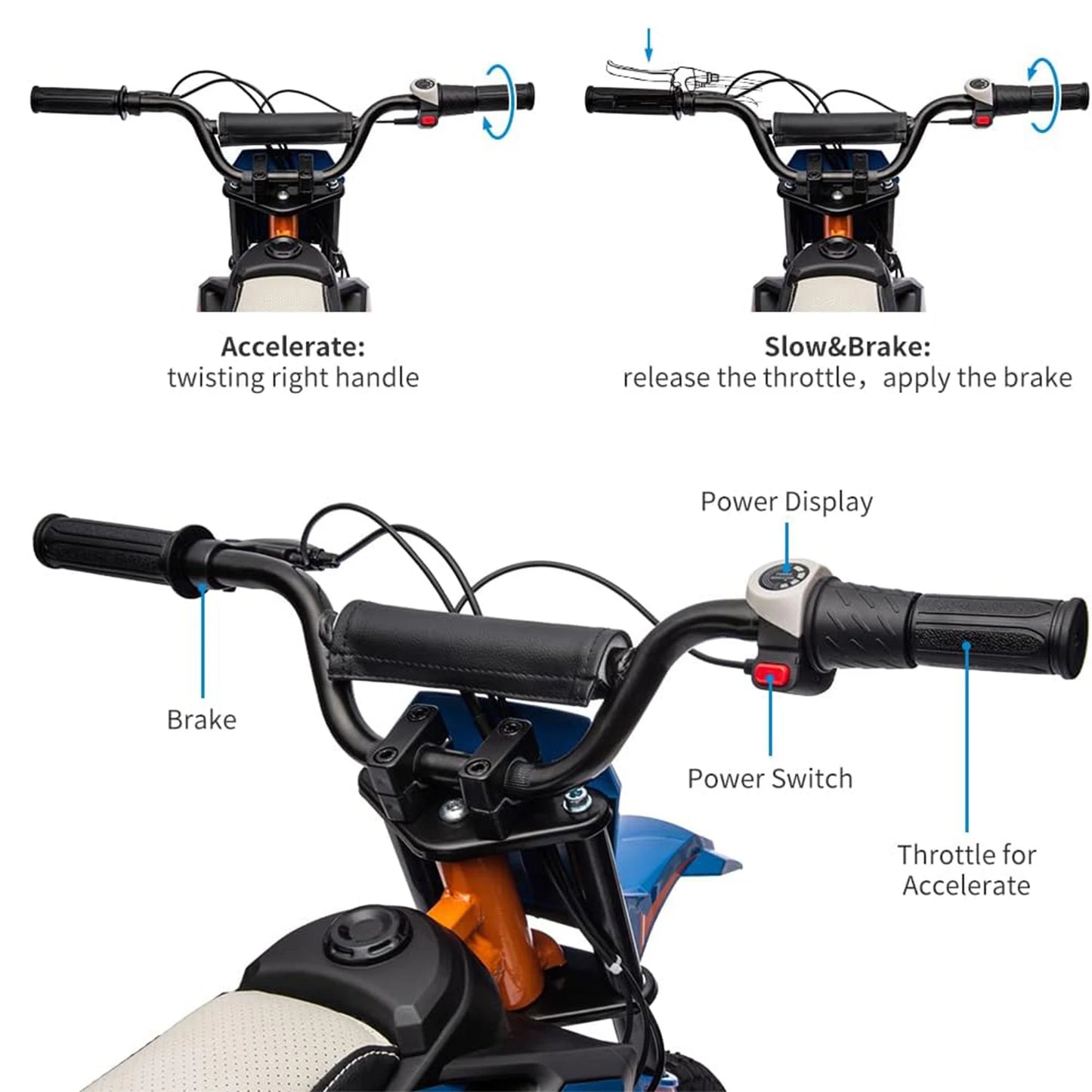 HiMISS 24V 250W Electric Dirt Bike For Kids With Suspension